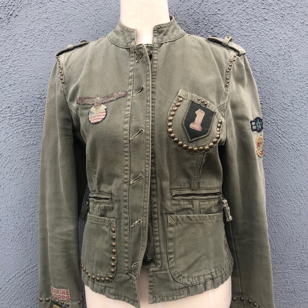 Denim army studded jacket size L